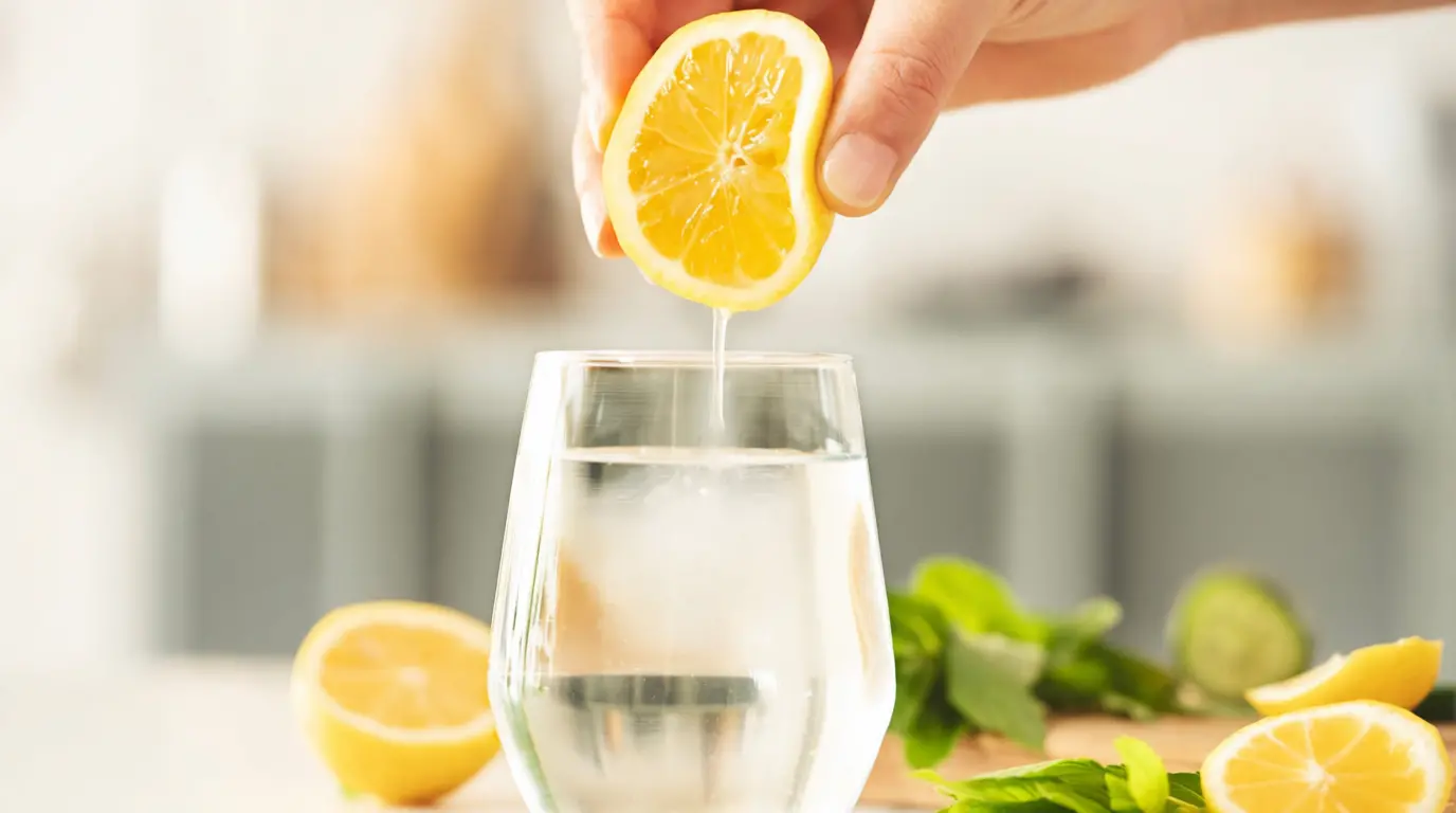 Verre d'eau citronnée avec citrons frais illustrant les bienfaits du citron