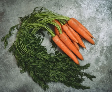 Bouquet de fanes de légumes bio colorées dans une cuisine moderne pour une alimentation bien-être